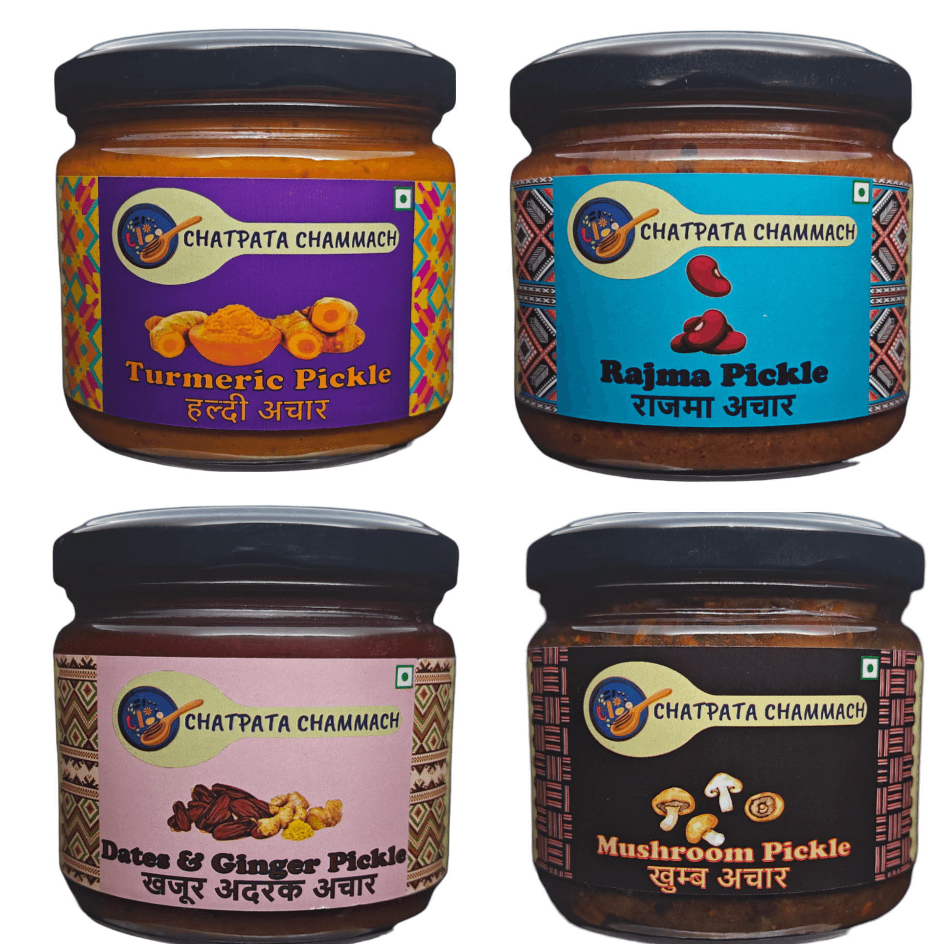 Khatta Meetha Combo (Pack of Rajma pickle, Mushroom Pickle, Dates Pickle, Turmeric Pickle)